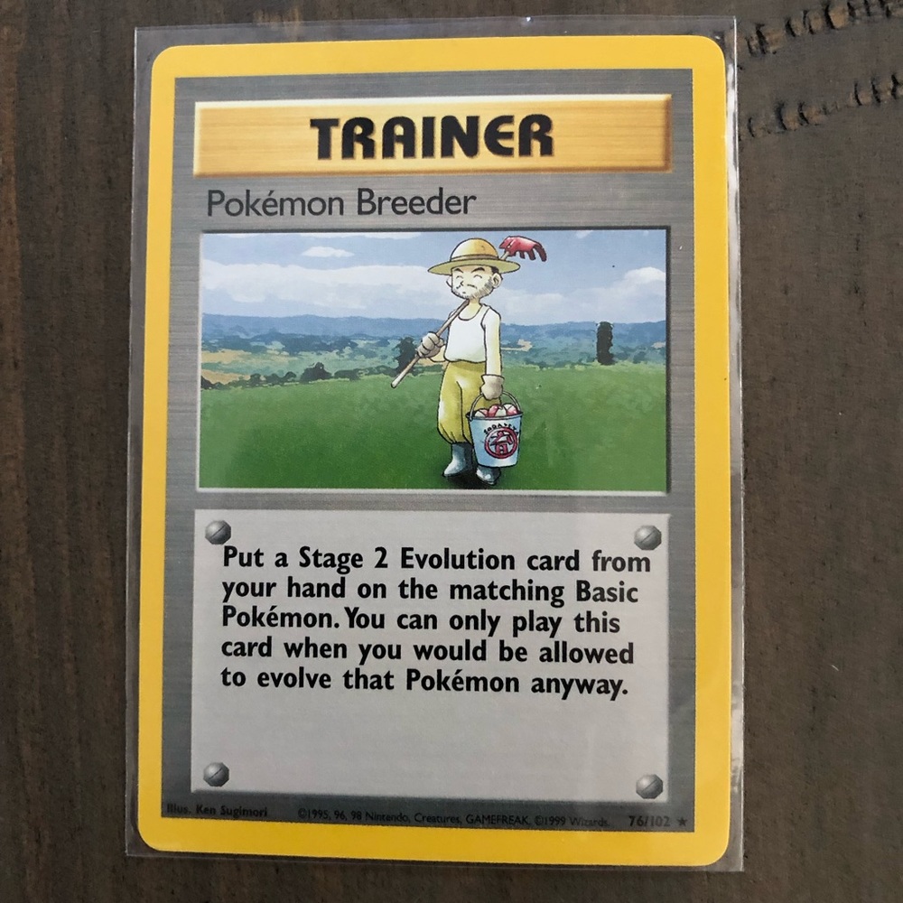 1990’s rare vintage Pokemon Breeder Trainer Pokémon card 76/102